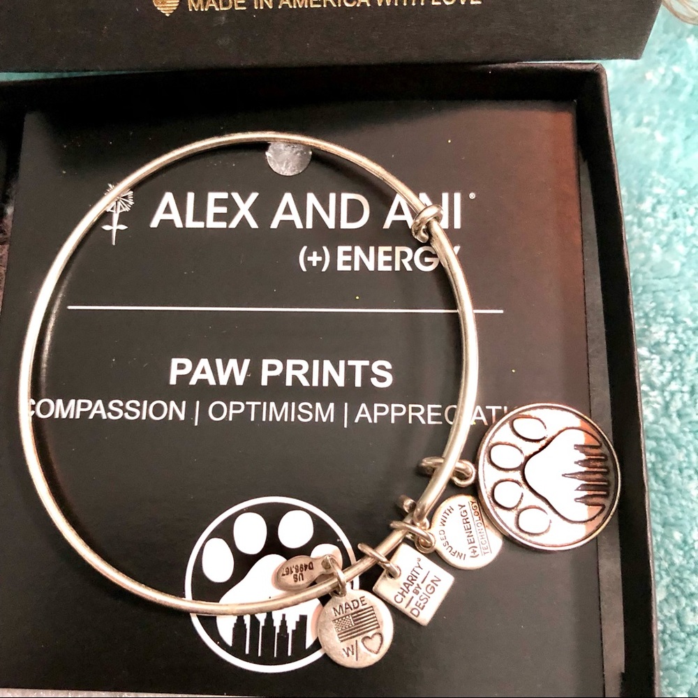 Alex and Ani Silver PAW PRINTS Bangle Bracelet